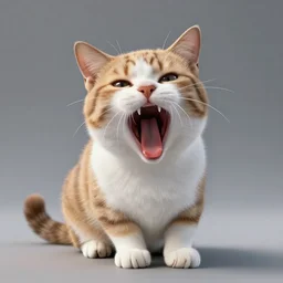 octane render of a cat yawning