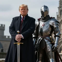 jaime donald trump lannister holding a sword, lord commander of the kingsguard, the kingslayer, medium shot, highly detailed, hyperrealism, octane render