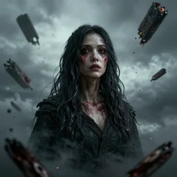 beautiful portrait, the sky is falling apart, octane render, artistic, cinema 4 d, dark horror,