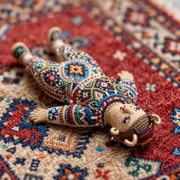 macro photo of a contemporary carpeted figurine, colourful, lots of detail, depth of field, intricate, delicate, by Jonas Jensen, Magnum photos