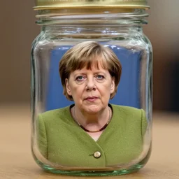 little angela merkel inside a jar of glass