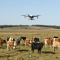 a uav is searching a large group og cattle