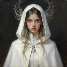 perfectly - centered - portrait of a girl wearing white cloak, intricate, highly detailed, digital painting, artstation, concept art, sharp focus, illustration, oil painting, unreal engine 5, 8 k, art by artgerm and james jean and greg rutkowski