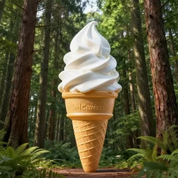 giant ice cream cone on a forest