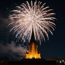 sacred night with fireworks