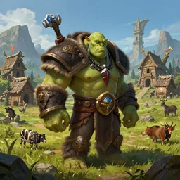 moscow in style of warcraft orc village horde, blizzard illustration