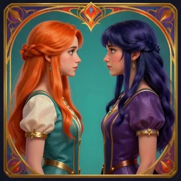 side - profile medium shot portrait, young evangeline lilly adn samara weaving, face to face, key lighting, smooth, gaudy colors, art nouveau, octane render aesthetic, gloomhaven, dota, overlord, arcane matte painting concept art, official fanart behance hd artstation by james gilleard, jesper ejsing, lois van baarle, ilya kuvshinov