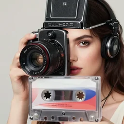 close up photo 1 0 5 mm f 2. 8 of a beautiful!!!! woman. casette, futurism, camera medium format