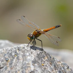 Dragonfly with a dragon head sitting on a mountain top, photograph