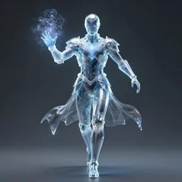a portrait of invisible effect magician in glass armor releasing spell, full height, moving forward, concept art, trending on artstation, highly detailed, intricate, sharp focus, digital art, 8 k