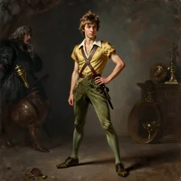Frank Dillane as Peter Pan full body portrait, style portrait painting of François Boucher, Oil Painting, unreal 5, DAZ, hyperrealistic, octane render, Regal, Refined, Detailed Digital Art, RPG portrait, William-Adolphe Bouguereau, Michael Cheval, dynamic lighting, Highly Detailed, Cinematic Lighting, Unreal Engine, 8k, HD
