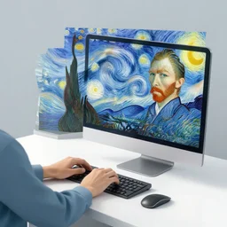 van gogh working on computer