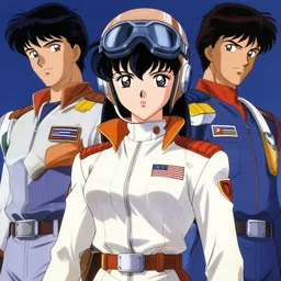 An anime portrait of beautiful female pilot , still from Robotech 1985 by Stanley Artgerm Lau ,WLOP, Ilya Kuvshinov ,James Jean, Andrei Riabovitchev , symmetrical