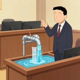 water - pipe testifying in court, courtroom sketch