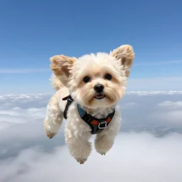 a cream-colored havanese base jumping, gopro photo, 4k