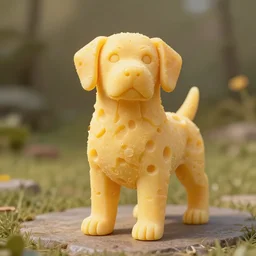 statue of a dog made out of cheese