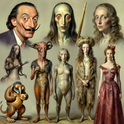 various combinations of chimerian creature, hyper realistic, insanely detailed, surrealist, hyper realistic, concept art, epic, masterpiece, digital art, salvador dali, yves tanguy, paul delvaux, max ernst, rene magritte, meret elisabeth oppenheim, leonora carrington, remedios varo uranga, artstation, 1 6 k