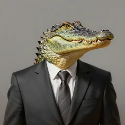 Crocodile in a business suit, highly detailed portrait, digital painting, trending on Artstation