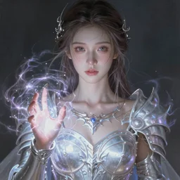 a photorealistic painting of an attractive young girl, partially clothed in ethereal armor emitting psychic powers, beautiful bone structure, perfectly proportioned face, perfect eyes, intricate, elegant, highly detailed, hyper detailed, volumetric lighting, trending on tumblr, by artgerm, by loish, fantasy scene, fantasy aesthetic, trending on Artstation