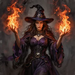 an experienced witch casting fire magic, by greg rutkowski, highly detailed, digital painting, concept art, sharp focus, illustration, trending on artstation, pixiv, illustration