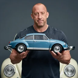 vin diesel holds over its head in hands volkswagen beetle