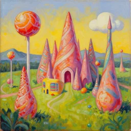 candyland, oil and acrylic on canvas, surrealism, high detail