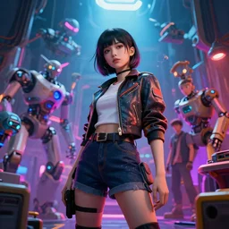 portrait girl masterpiece high fashion photography, bokeh, ready player one, scifi robot repair workshop, neon lights, james gurney, katsuhiro otomo, james paick, cinematic lighting, artstation, vibrant nature, anime style, Craig Mullins, Greg Rutkowski, Pete Morbacher, Tuomas Korpi, tekkon kinreet, volumetric light, artstation, , octane render, redshift render, low angle camera by Edgar Maxence and Ross Tran and Michael Whelan, Legends of Runeterra