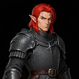 portrait of dwarf sorcerer, beautiful! coherent! dungeons and dragons character, by brian froud, strong line, deep color, chainmail, short red hair, high contrast