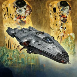 concept art, exterior illustration of a spaceship floating, cinematic, dynamic composition, craig mullins, all seeing eye, jean giraud, sparth,, gustav klimt, warhammer 4 0 k, buddhist architecture, omni magazine, dieter rams, mecha,, zaha hadid, foreboding, mysticism, alphonse mucha, detailed. insect like