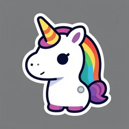 Rainbow Robot Unicorn profile picture for social media sites. Limited palette, crisp vector lines