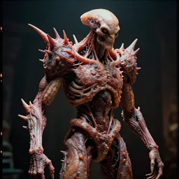 creature made out of a humanoid nervous system with large meaty spikes all over the body, cinematic, volumetric lighting, f 8 aperture, cinematic eastman 5 3 8 4 film, photorealistic by greg rutkowski, by stanley artgerm, by alphonse mucha