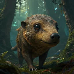 intergalactic animal closeup, forest, by thomas kinkaid, no man's sky screenshot