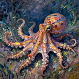 rainbow octopus. art by renoir