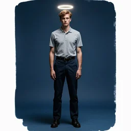 sentry pod full body portrait with halo lighting, hard contrast shadows, deep blue background, subtle glow, matte painting, high resolution, 4k, photo-realistic, photorealistic, cinematic, trending on artstation, VHS, ink wash, photoshop composite.