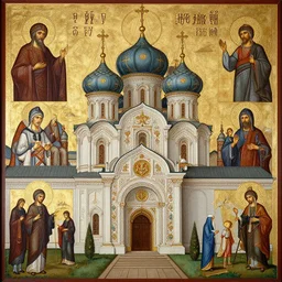 slavic monastery, intricate details, holy, by vasnetsov and aivazovsky
