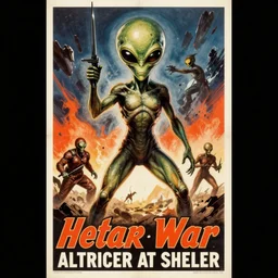 1930s propaganda poster of alien war
