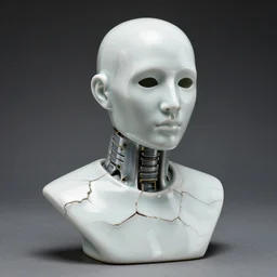 cracked porcelain robot bust