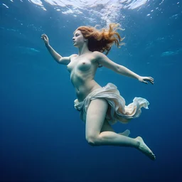 wide angle view of underwater aphrodite, seductive and powerful, digital art, by greg rutkowski, by loish, complementing colors, trending on artstation, realistic, hd, 4 k, deviantart, tele photo lens, sigma 5 0 0 mm f / 5