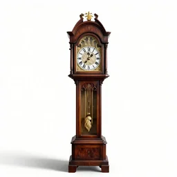 gothic grandfather clock, stylized 3d render, isolated on a pure white background, centered, entire object in frame, sharp focus, soft studio lighting