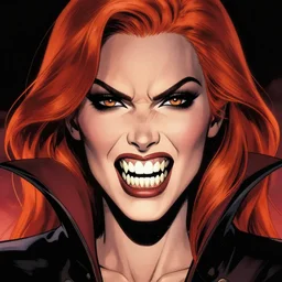vampire : : rafeal albuquerque comic art, peter mohrbucher : : gorgeous amy adams : : sharp teeth, open mouth sneer : : symmetrical face, symmetrical eyes : : gorgeous red hair : : magic lighting, low spacial lighting : :