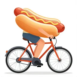 a hotdog riding a bike