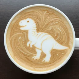 latte art of a dinosaur
