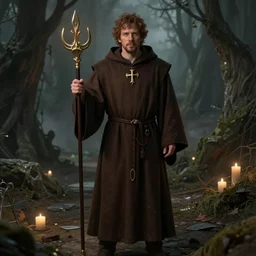 Jesse Eisenberg as a medieval monk, fantasy concept art by J.Dickenson