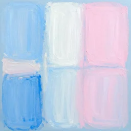 abstract oil pastel blue, pastel white, pastel pink painting