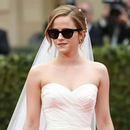 Emma watson wearing sunglasses looked too good in her wedding dress