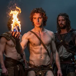 tonemapped portrait of prometheus giving fire by rebecca guay, seb mckinnon, gerald brom