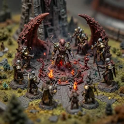 a miniature diorama of hell, in the style of blizzard, tilt - shift photography
