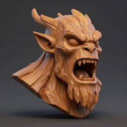 wooden treant festeroot snarling head, stylized stl, 3 d render, activision blizzard style, hearthstone style, darksiders art style