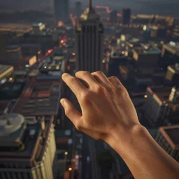 a extreme aerial of GTA V city, cinematic light, german romanticism , low aperture, moody scene, cinematic lighting , beautiful ambience, global illumination, studio ghibli filter, detailed skin, hyper realistic, ,CGI render by octane render, professional scene