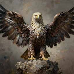 painting of three headed eagle with human body, immaculate scale, hyper-realistic, Unreal Engine, Octane Render, digital art, trending on Artstation, 8k, detailed, atmospheric, immaculate